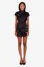 Sau Lee Black Crystal Embellished Short Sleeve Mini Dress Size 6