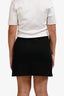 Miu Miu 2018 Black Striped Logo Side Mini Skirt Size M