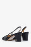 Pre-loved Chanel™ Black Leather Cap Toe CC Slingback Pumps Size 36