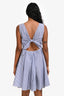Sandro Blue/White Stripe V-Neck Back Tie Embroidered Mini Dress Size 2