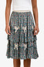 Gucci Multicolour Floral Print Lace Bow Detail Midi Skirt Size XS