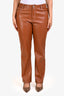 Staud Brown Vegan Leather High Waisted Tailored Pants Size 12