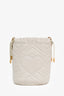 Gucci White Leather Chevron Quilted Mini Marmont Bucket Bag