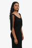 Versace Black Asymmetrical Fringe Sleeveless Midi Dress Size 42