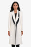 Alexander McQueen White/Black Silk Lapel Midi Coat Size 40