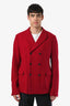 Jil Sander Red Wool Double Breasted Coat Size 54 Mens