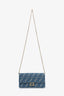 Fendi Blue Denim FF Jacquard Baguette Wallet On Chain