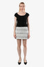 Pre-loved Chanel™ 2017 White Tweed Pearl Detail Mini Skirt Size 34