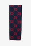 Gucci Navy/Red Monogram GG Wool Silk Scarf