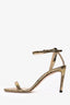 Jimmy Choo Gold Lizard Print Leather Minny 85 Sandals Size 36.5