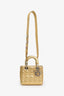 Christian Dior 2016 Gold Metallic Calfskin Cannage Small Lucky Badges My Lady Dior with Strap