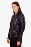 Saint Laurent Black Leather Belted Biker Jacket Size 48