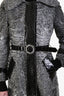 Dolce & Gabbana 2005 Fall Winter Runway Grey Shearling Alligator Swarovski Belted Coat Size S
