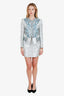 Louis Vuitton Spring Summer 2018 Collection Silver Tweed Pattern Evening Jacket  + Skirt Set Size 38/36