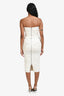Alex Perry White Leather Strapless Ruched Body-Con Midi Dress Size 2