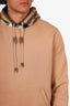 Burberry Camel Cotton Check Hood Paneled Hoodie Size M Mens