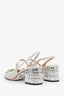 Gucci White Vernice Crystal Horsebit Charlotte 42mm Slingback Pumps Size 39