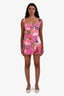 Dolce & Gabbana Pink Flower and Lock Print Mini Dress Size 44