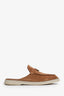 Loro Piana Brown Suede Leather and Shearling Bottillons Open Walk Loafers Size 40.5
