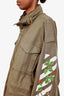 Off-White co Virgil Abloh Green Cotton Embroidered Hooded Parka Jacket Size L
