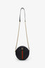 Gucci Black Leather Web Detail Ophidia Mini Round Crossbody Bag