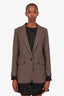Sandro Brown/Black Cotton Single Breasted Blazer Size 36
