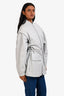 Fabiana Filippi Light Grey Leather Cinched Waist Convertible Safari Jacket Estimated Size XS