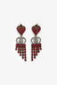 Gucci Antique Gold Toned Pink Crystal GG Drop Earrings
