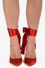 Gianvito Rossi Red Satin Ribbon Wrap Pumps Size 36.5