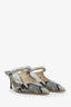 Jimmy Choo Grey/Black Python Embossed Leather Bing Mules Size 36.5
