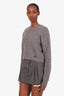 Maje Grey Wool-Blend Cable Knit Cropped Sweater Size 2