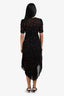 Maje Black Embroidered Hearts Print Short Sleeve Midi Dress Size 1