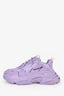 Balenciaga Purple Leather Triple S Logo All Over Sneakers Size 8