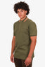 Gucci Green Logo Embroidered Striped Collar Polo Shirt Size S Mens