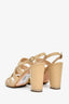 Pre-Loved Chanel™ 2016 Beige Quilted Leather Block Heels Size 38.5