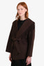 Simkhai Brown Wool Blend Fringe 'Rowen' Belted Jacket Size Small