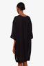 Denis Gagnon Black/Green Cotton & Silk Short Sleeve Midi Dress Estimated Size L