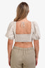 Reformation Brown Linen Puff Sleeve Crop Top Size 10