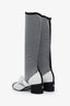 Pre-loved Chanel™ 2023 White/Black Mesh Kid Suede Patent Mary Jane Boots Size 38.5