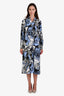 Sportmax Code Blue/Black Comic Long Sleeve Shirt Dress Size S