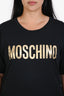 Moschino Black Metallic Logo T-Shirt Size 40