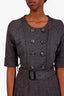 Burberry Grey Wool Button Up Belted Mini Dress Size M