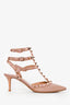 Valentino Beige Patent Leather Rockstud Cage Heels Size 35.5