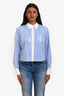 Veronica Beard Blue Striped Sequined Button Down Shirt Size 2