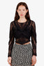 Ronny Kobo Black Lace Sheer Long Sleeve Zippered Top Size S