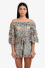 Zimmermann Blue/Pink Silk Floral Off the Shoulder Mini Dress Size XS