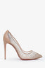 Christian Louboutin Beige Mesh Rosegold Crystal 'Follies' Size 42