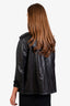 Theory Black Leather A-Line Button Up Jacket Size L