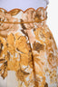 Zimmermann Brown/Yellow Scalloped High Rise Shorts Size 2