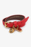 Alexander McQueen Red Leather Gold Skull Double Wrap Bracelet